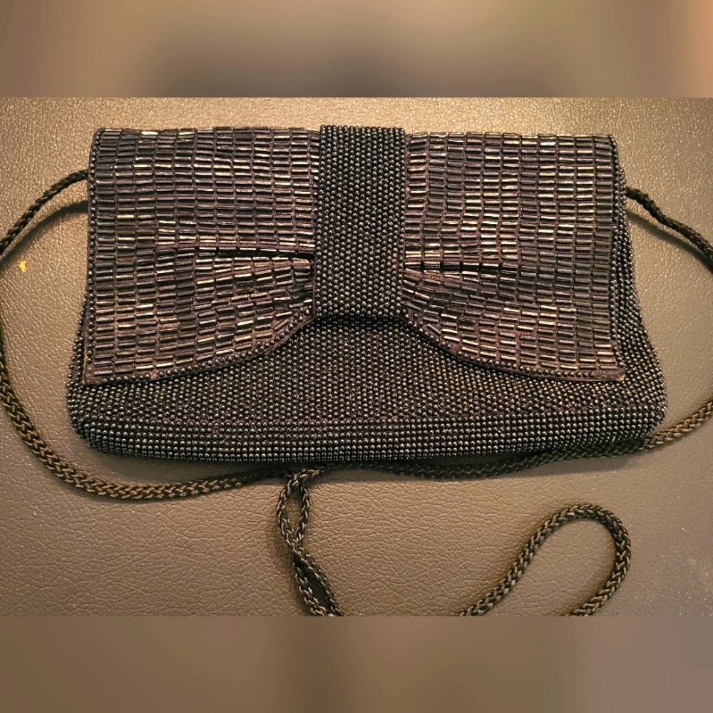 Vintage Black Beaded Evening Bag